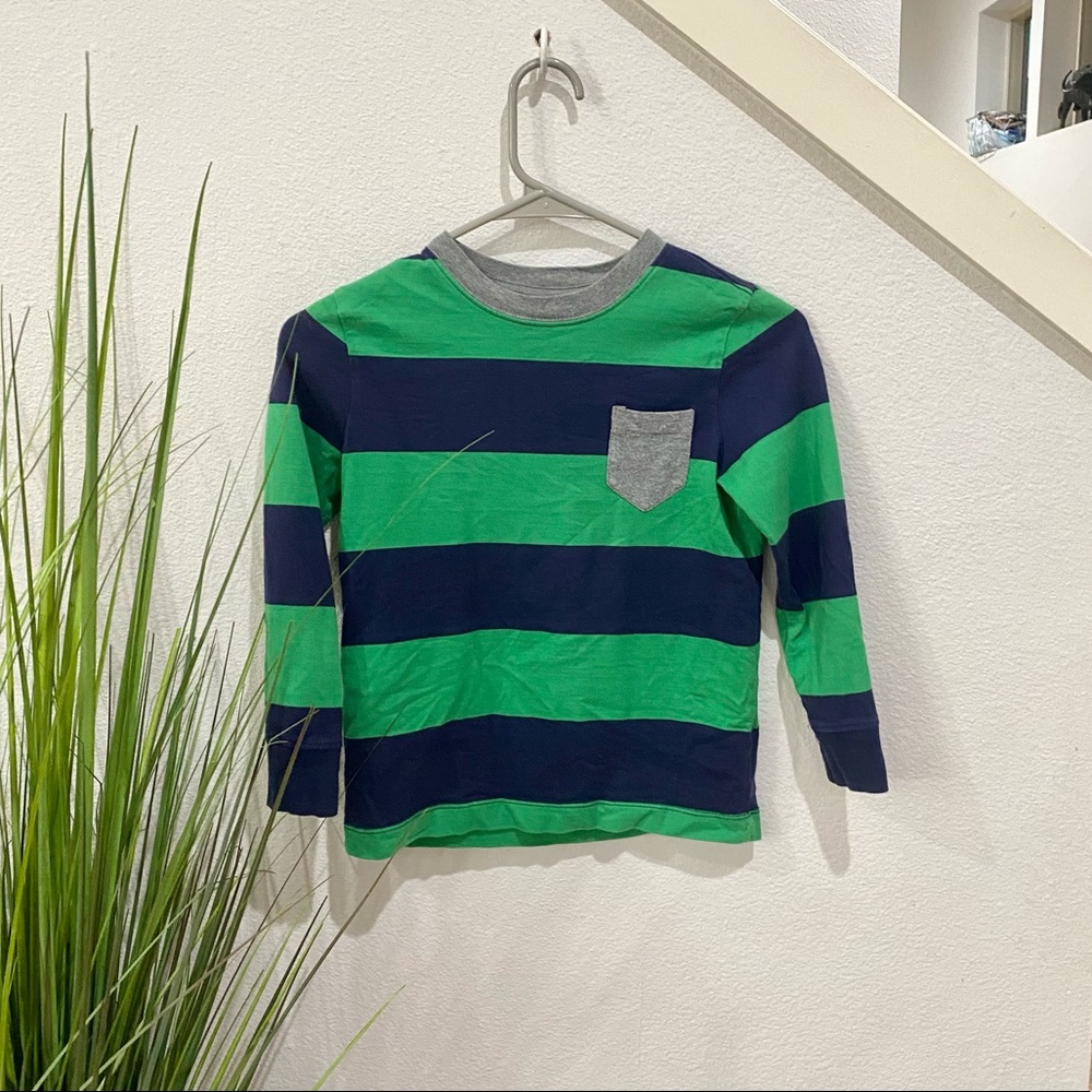 Hanna Andersson striped long sleeve shirt w front pocket